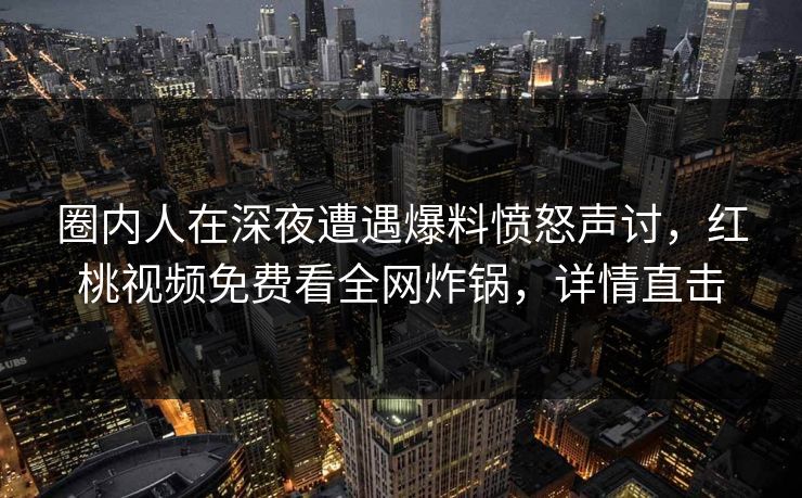 圈内人在深夜遭遇爆料愤怒声讨，红桃视频免费看全网炸锅，详情直击