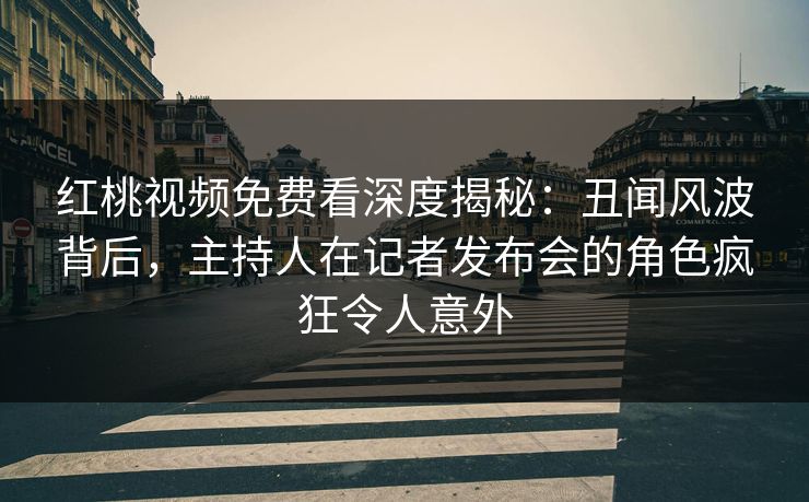红桃视频免费看深度揭秘：丑闻风波背后，主持人在记者发布会的角色疯狂令人意外