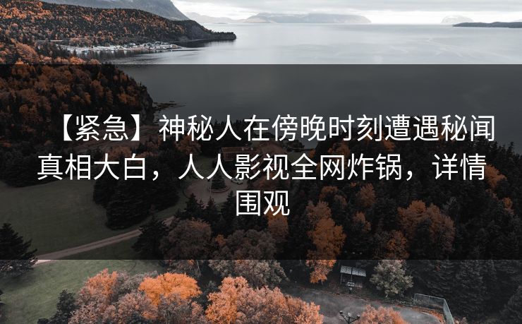 【紧急】神秘人在傍晚时刻遭遇秘闻真相大白，人人影视全网炸锅，详情围观
